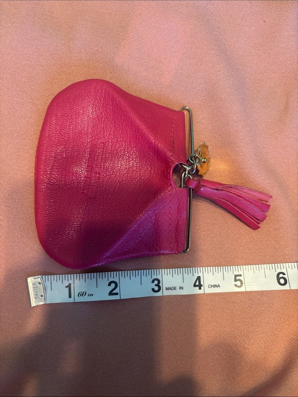 Vintage Italian made Pink Leather Clutch with Gold Accent - Picture 14 of 14